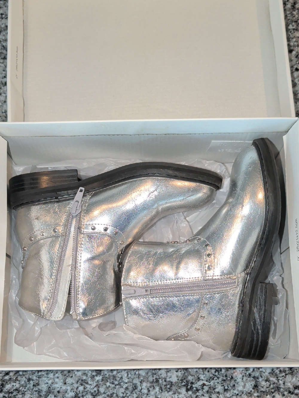 Nordstrom Silver Metallic Kids Zip Ankle Boots